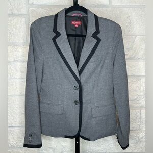 Merona Blazer Wool Blend Grey Black and Hot Pink Size 12 Black Trim